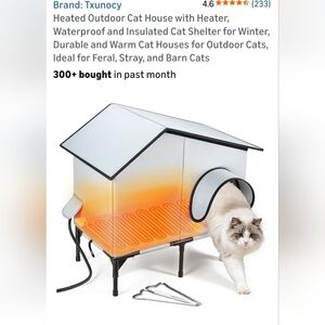 Txunocy Heated Outdoor Cat House - White & Orange